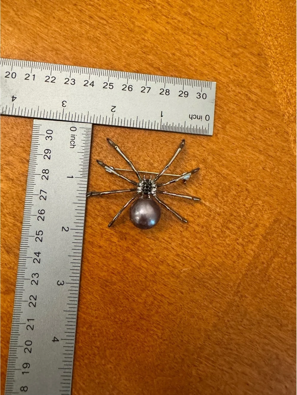 Vintage Style Spider Brooch with Large Pearl Accent 319